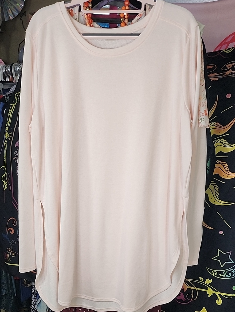 Mono B Light Pink Long Sleeve Crewneck Top 25ptp